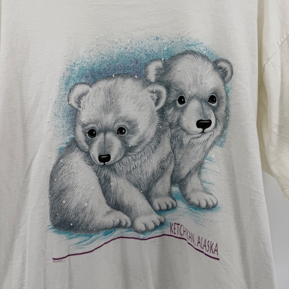 Vintage All Sport Ketchikan Alaska Polar Bear Cubs T-Shirt XL White Heavyweight